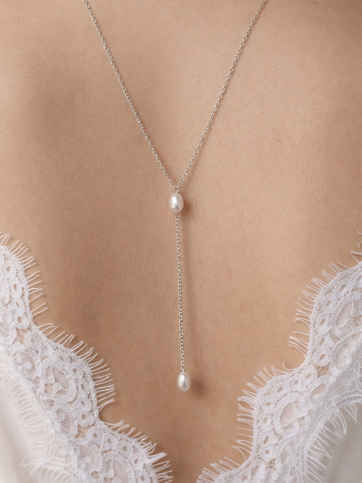 Collier de dos grain de riz en perles de culture - Prêt à porter bijoux