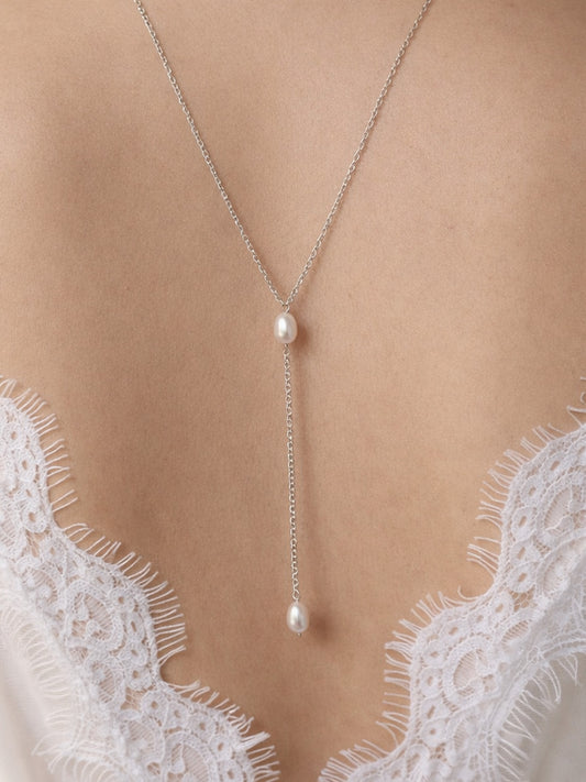 Collier de dos grain de riz en perles de culture - Prêt à porter bijoux