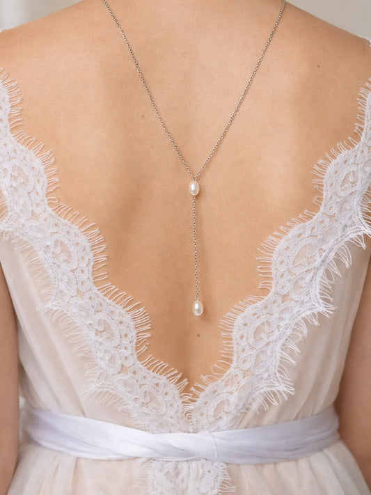 Collier de dos grain de riz en perles de culture - Prêt à porter bijoux