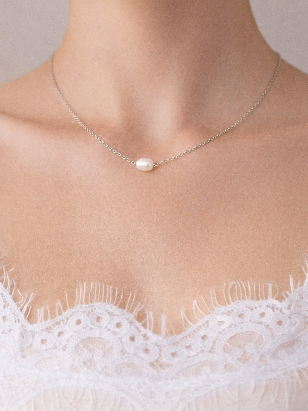 Collier de dos grain de riz en perles de culture - Prêt à porter bijoux
