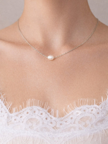 Collier de dos grain de riz en perles de culture - Prêt à porter bijoux