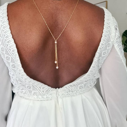 Collier mariage de dos rose gold filled et perles Ethan