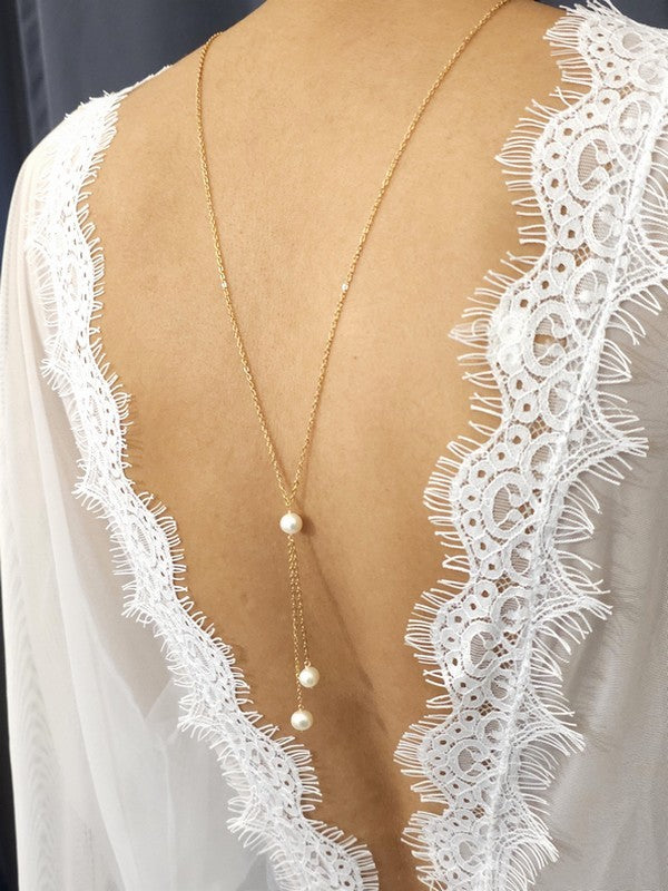 Collier dos nu perles sautoir Anita