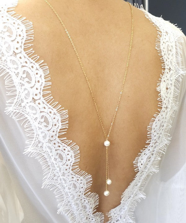 Collier dos nu perles sautoir Anita