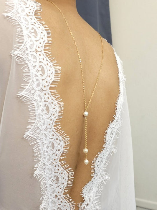 Collier dos nu perles sautoir Anita