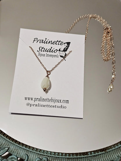 Commande personnalisée Sophie L. - Collier Jacinthe fleur de nacre rose gold filled