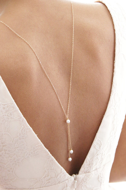 Bijou de mariage collier de dos Eden perle de culture 5/6 mm