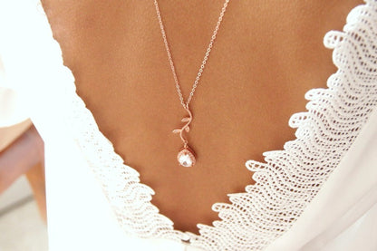 Cédia collier mariage sautoir de dos rose gold