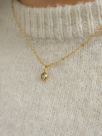 Commande personnalisée Mélody LB - Collier pendentif solitaire gold filled