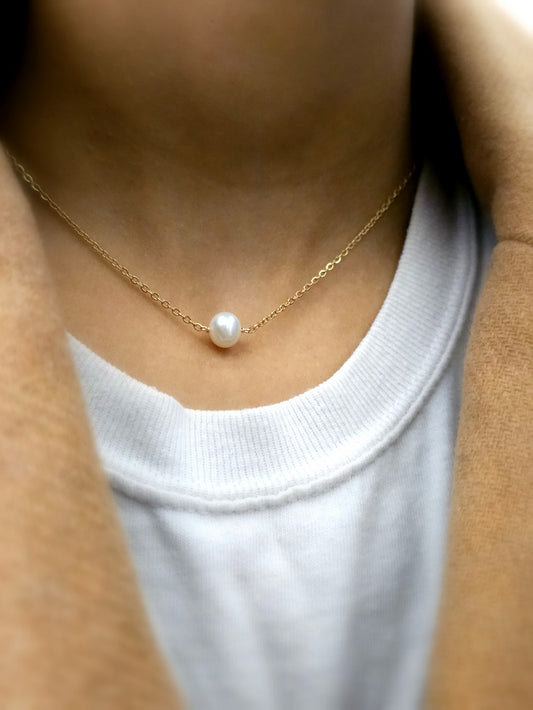 Collier Lidane perle de culture d'eau douce et acier inoxydable