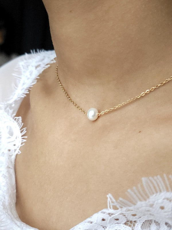 Collier de mariage solitaire perle de culture Lidane