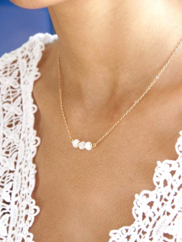 Maéline collier de mariage en gold filled et cristal blanc opal