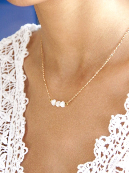 Maéline collier de mariage en gold filled et cristal blanc opal
