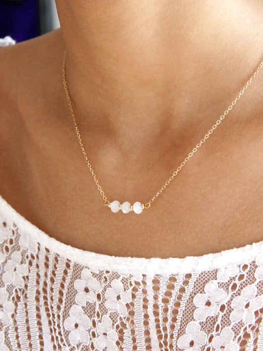 Maéline collier de mariage en gold filled et cristal blanc opal
