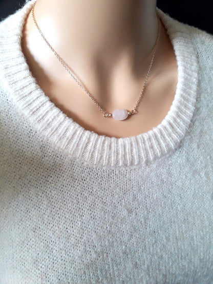 Collier gold filled et pierre quartz rose