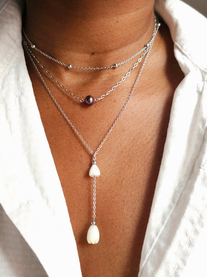 Collier Arya perle d'eau douce aubergine