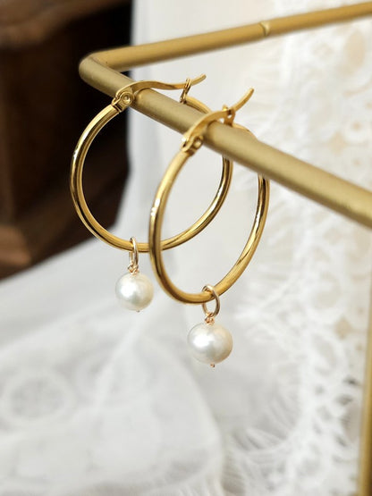 Créoles Lounis boucles d'oreilles bijou mariage perles - Bijoux mariage prêts à porter