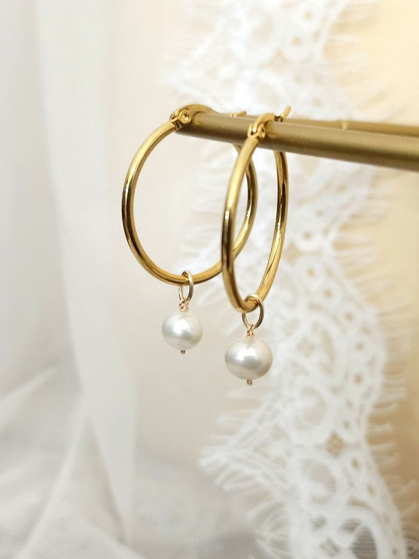Créoles Lounis boucles d'oreilles bijou mariage perles - Bijoux mariage prêts à porter