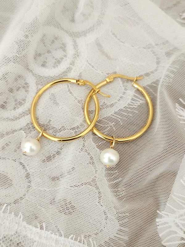 Créoles Lounis boucles d'oreilles bijou mariage perles - Bijoux mariage prêts à porter