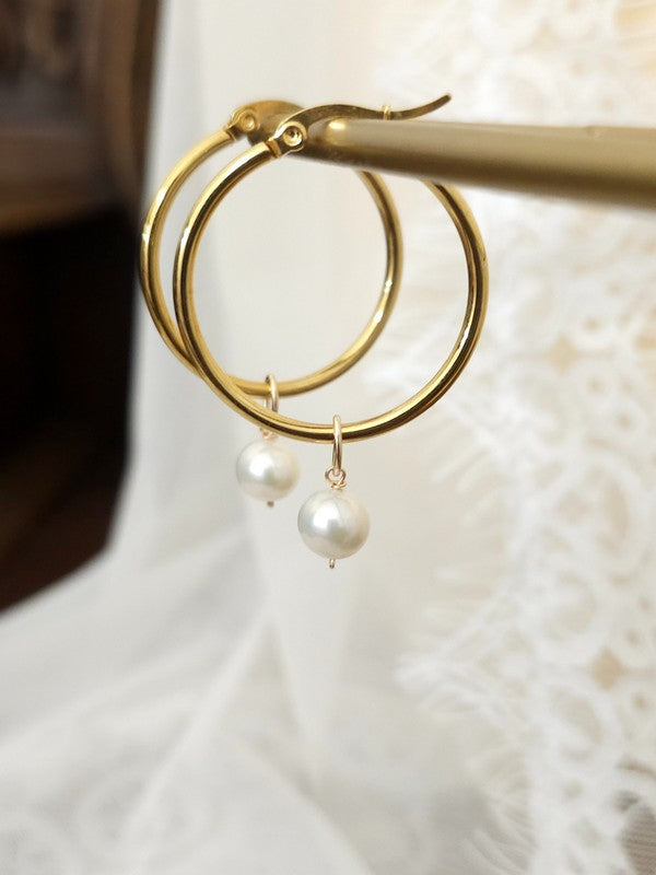 Créoles Lounis boucles d'oreilles bijou mariage perles - Bijoux mariage prêts à porter