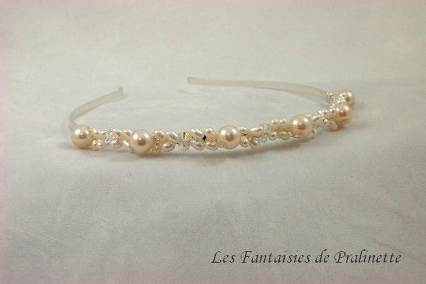 Diadème mariage, serre-tête perles, headband mariage perles et cristal