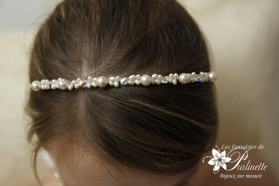 Diadème mariage, serre-tête perles, headband mariage perles et cristal