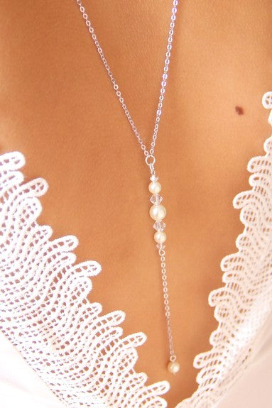 Nolan bijoux collier de mariage de dos pendant perles et cristal