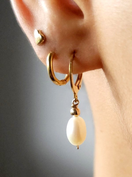 Bijou mariage petites créoles perles de culture grain de riz