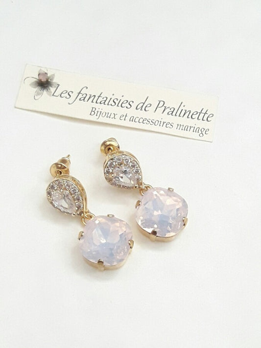 Eden boucles d'oreilles mariage strass et cristal, bijoux mariées, clous d'oreilles oxyde de zirconium