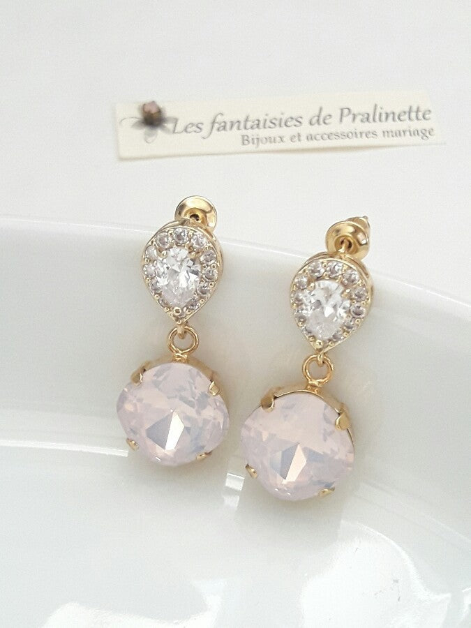 Eden boucles d'oreilles mariage strass et cristal, bijoux mariées, clous d'oreilles oxyde de zirconium