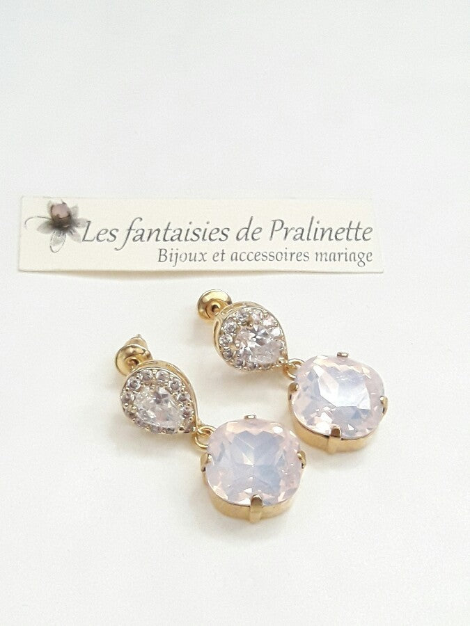 Eden boucles d'oreilles mariage strass et cristal, bijoux mariées, clous d'oreilles oxyde de zirconium