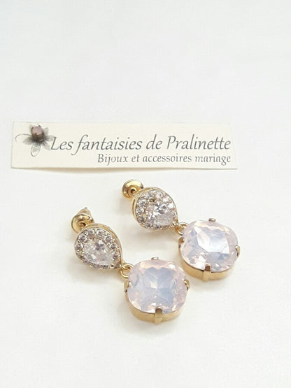 Eden boucles d'oreilles mariage strass et cristal, bijoux mariées, clous d'oreilles oxyde de zirconium
