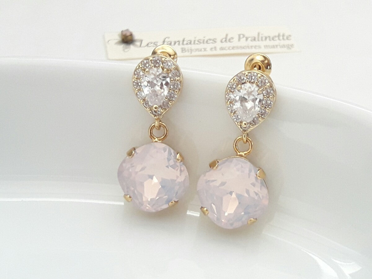 Eden boucles d'oreilles mariage strass et cristal, bijoux mariées, clous d'oreilles oxyde de zirconium