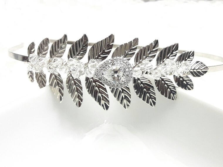 Bijou de tête mariage, serre-tête headband Féérie strass et cristal