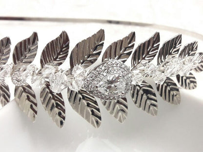 Bijou de tête mariage, serre-tête headband Féérie strass et cristal