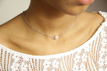 Ilyès collier de mariage perle en cristal nacré solitaire
