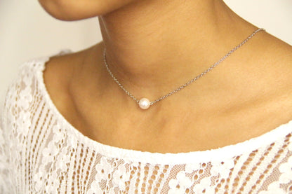 Ilyès collier de mariage perle en cristal nacré solitaire
