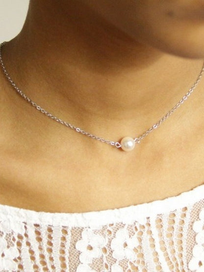 Ilyès collier de mariage perle en cristal nacré solitaire