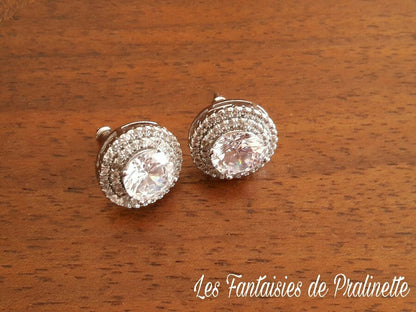 Joan clous puces d'oreilles en cristal et strass oxyde de zirconium, bijoux mariées