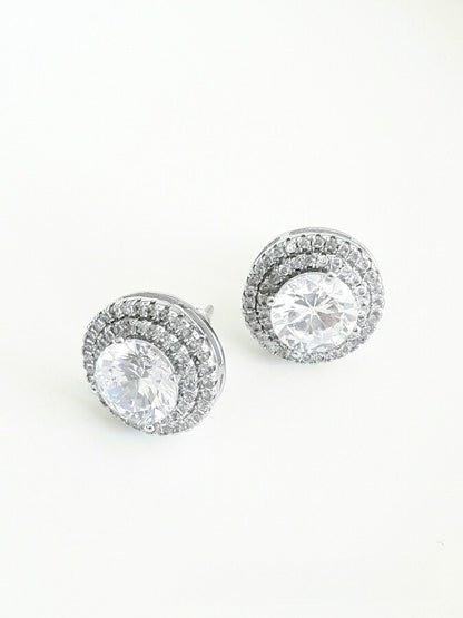 Joan clous puces d'oreilles en cristal et strass oxyde de zirconium, bijoux mariées