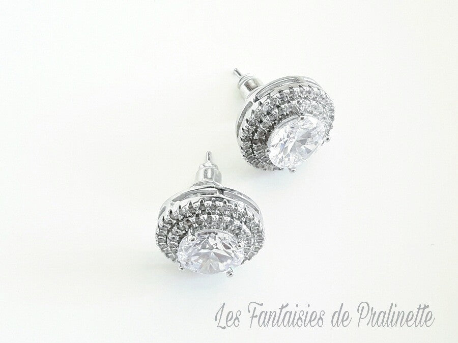 Joan clous puces d'oreilles en cristal et strass oxyde de zirconium, bijoux mariées