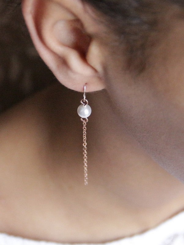 Longues boucles d'oreilles mariage rose gold filled et perles de culture Perry