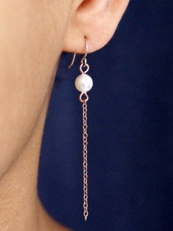 Longues boucles d'oreilles mariage rose gold filled et perles de culture Perry