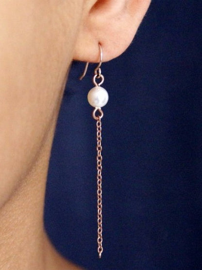Longues boucles d'oreilles mariage rose gold filled et perles de culture Perry
