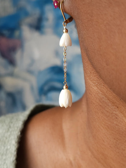 Boucles d'oreilles Mila fleurs de nacre jacinthe du Cap