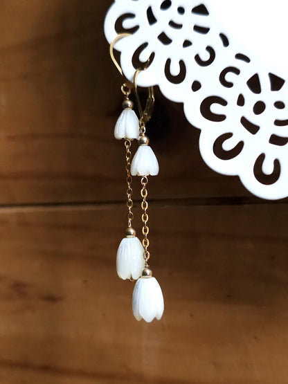 Boucles d'oreilles Mila fleurs de nacre jacinthe du Cap