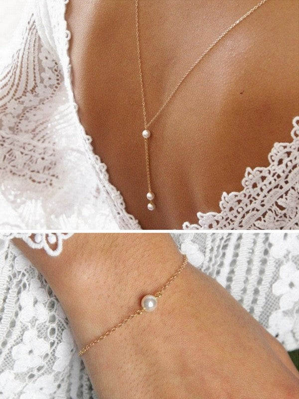 Parure bijoux mariage Ethan collier de dos et bracelet