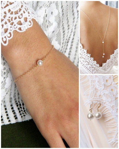 Parure mariage rose gold filled perles, bijoux mariage gold filled