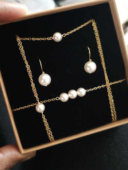 Bijoux mariage parure bracelet trio de perles