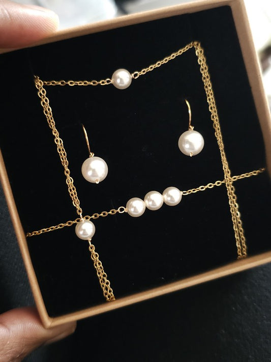 Bijoux mariage parure bracelet trio de perles